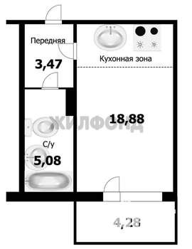 1-к квартира, вторичка, 27м2, 1/10 этаж