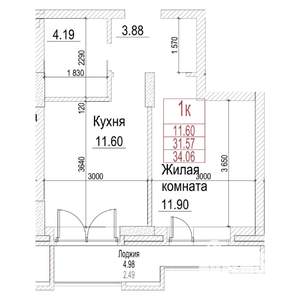 Студия квартира, строящийся дом, 32м2, 13/21 этаж
