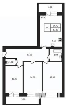 4-к квартира, вторичка, 84м2, 3/9 этаж