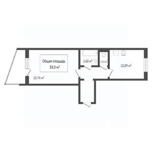 1-к квартира, вторичка, 38м2, 9/10 этаж