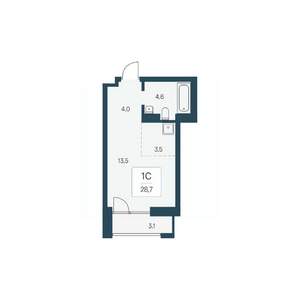 Студия квартира, вторичка, 29м2, 16/22 этаж