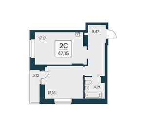 2-к квартира, вторичка, 47м2, 21/17 этаж