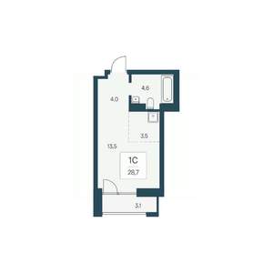 Студия квартира, вторичка, 29м2, 16/22 этаж