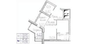 1-к квартира, вторичка, 45м2, 8/24 этаж