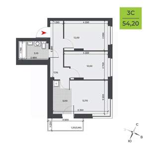 3-к квартира, вторичка, 54м2, 3/21 этаж