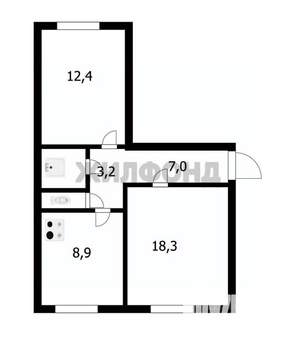 2-к квартира, вторичка, 53м2, 1/9 этаж