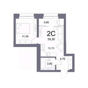 2-к квартира, вторичка, 39м2, 18/25 этаж