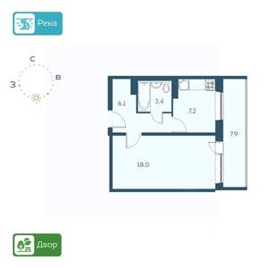 1-к квартира, строящийся дом, 39м2, 5/17 этаж