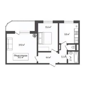 2-к квартира, вторичка, 50м2, 11/11 этаж