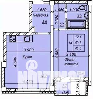 1-к квартира, строящийся дом, 42м2, 1/9 этаж