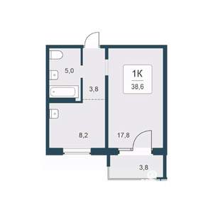 1-к квартира, вторичка, 39м2, 11/17 этаж