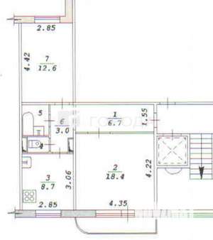 2-к квартира, вторичка, 53м2, 9/10 этаж