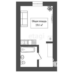 Студия квартира, вторичка, 19м2, 7/17 этаж