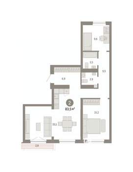 2-к квартира, вторичка, 84м2, 7/7 этаж