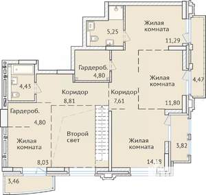4-к квартира, сданный дом, 167м2, 1/23 этаж