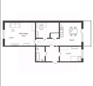 3-к квартира, вторичка, 86м2, 8/10 этаж