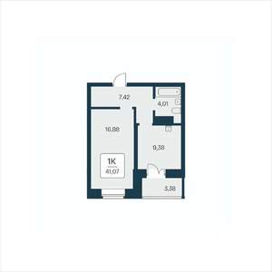 1-к квартира, вторичка, 41м2, 5/25 этаж