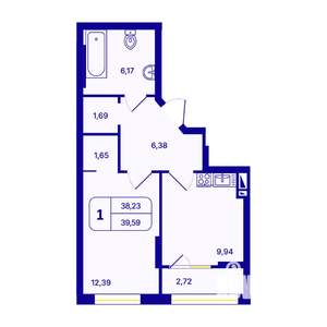1-к квартира, вторичка, 40м2, 4/26 этаж