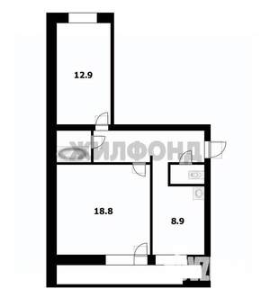 2-к квартира, вторичка, 52м2, 1/12 этаж