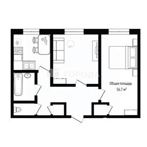 2-к квартира, вторичка, 57м2, 2/4 этаж