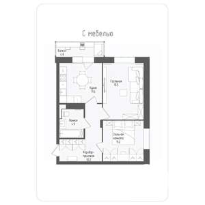 2-к квартира, вторичка, 55м2, 2/15 этаж