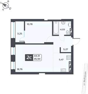 2-к квартира, вторичка, 46м2, 25/25 этаж