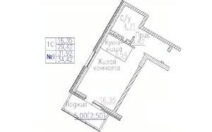 1-к квартира, строящийся дом, 34м2, 20/24 этаж