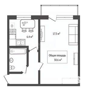 1-к квартира, вторичка, 31м2, 4/5 этаж