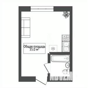 1-к квартира, вторичка, 35м2, 1/3 этаж