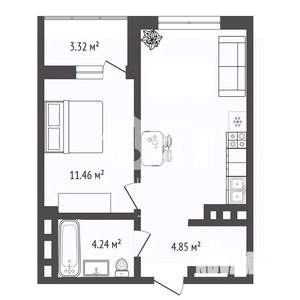 1-к квартира, сданный дом, 38м2, 6/26 этаж