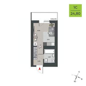 Студия квартира, вторичка, 25м2, 2/21 этаж