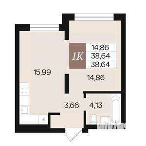 1-к квартира, вторичка, 39м2, 7/10 этаж