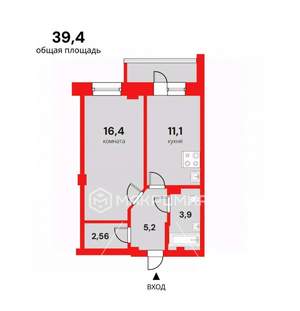 1-к квартира, вторичка, 39м2, 12/17 этаж