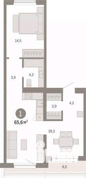 1-к квартира, вторичка, 66м2, 7/15 этаж