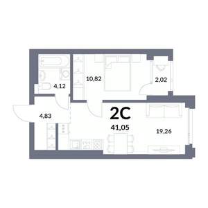 2-к квартира, вторичка, 40м2, 19/30 этаж