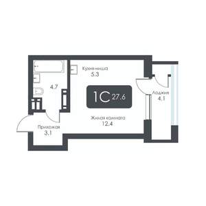 Студия квартира, строящийся дом, 28м2, 17/30 этаж