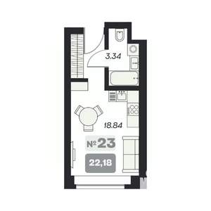 Студия квартира, вторичка, 22м2, 11/15 этаж
