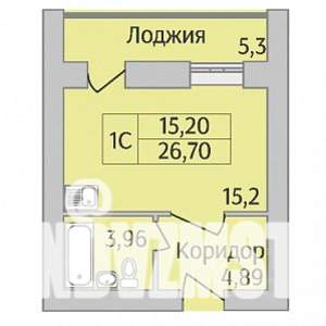 Студия квартира, строящийся дом, 27м2, 2/12 этаж