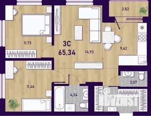 3-к квартира, вторичка, 65м2, 13/23 этаж