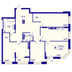 4-к квартира, вторичка, 145м2, 25/26 этаж