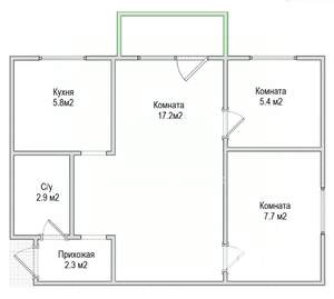 3-к квартира, вторичка, 41м2, 5/5 этаж