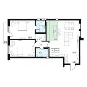 3-к квартира, вторичка, 108м2, 3/6 этаж