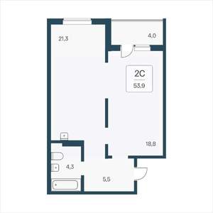 2-к квартира, вторичка, 54м2, 13/17 этаж