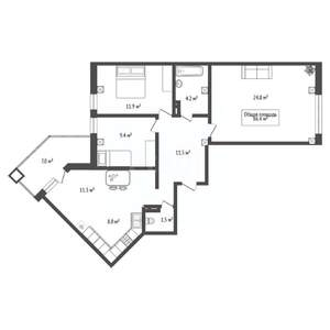 4-к квартира, вторичка, 86м2, 12/15 этаж