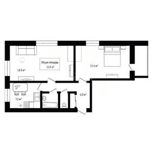 2-к квартира, вторичка, 52м2, 8/9 этаж