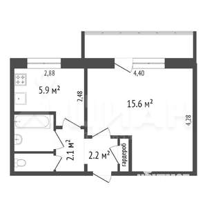 1-к квартира, вторичка, 38м2, 6/10 этаж