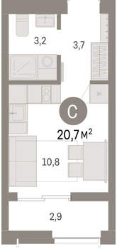 Студия квартира, вторичка, 21м2, 4/23 этаж