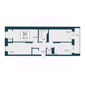 3-к квартира, вторичка, 95м2, 19/25 этаж