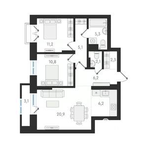 3-к квартира, вторичка, 70м2, 10/29 этаж