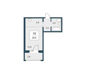 1-к квартира, вторичка, 29м2, 10/17 этаж